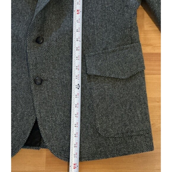 Pendleton Mens Blazer 44 Gray Tweed Wool – Black Suede Elbow Patches & Shoulder - Picture 9 of 14